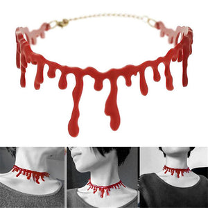 Halloween Horror Blood Drip Necklace Fake Blood Vampire Fancy Joker Choker Costume Red Necklaces