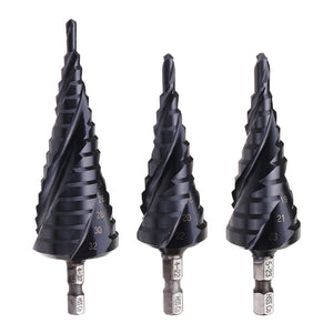 Drillpro 3 Flute Step Drill Bit TiAlN Coated HRC89 HSS-Co M35 Cobalt Step Drill 1/4 Inch Hex Shank