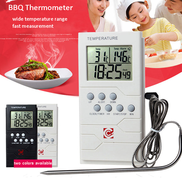 Stainless Steel BBQ Thermometer Probe Timer Barbecue Baking Food Timer Thermometer Temperature