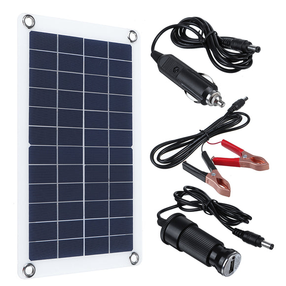 30W 12V Solar Panel Monocrystalline Silicon Battery Charger Kit 0-800MA Silicon