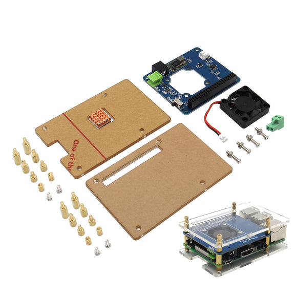 Geekworm Temperature Control Fan And Power Expansion Board + Acrylic Case + Copper Heat Sink Kit