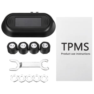 Solar Power Auto TPMS Tire Pressure LCD Monitor System Wireless with 4 External Sensors