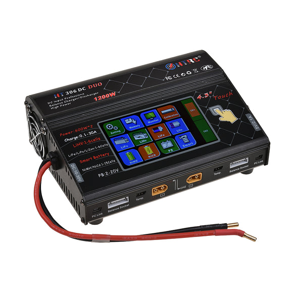 HTRC HT306 DUO 600W*2 30A*2 DC Balance Charger Discharger LCD Touch Screen for Lilon/LiPo/LiFe/LiHV Battery