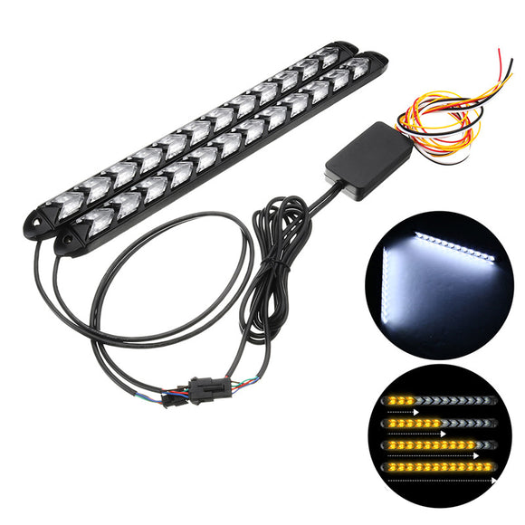 12V 2pcs 2835 Switchback Turn Signal Headlight LED Strip DRL Light Tube Waterproof