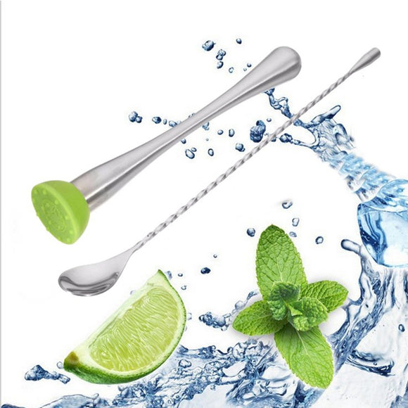 Stainless Steel Stirring Spoon Masher Barware Cocktail Bar Muddler Drink Mixing Tools