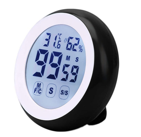 Loskii KC-02 LCD Digital Touch Screen Kitchen Timer Count UP Alarm Clock Temperature And Humidity Me