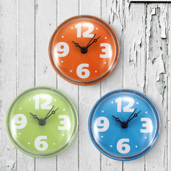 Colorful Bathroom Clock Glass Tile Wall Window Mirror Waterproof Clock With Sucker