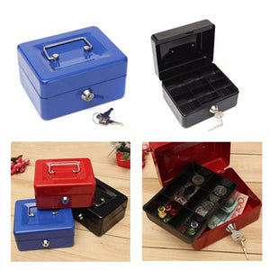 Cash Money Accessory Box Security Lock Lockable Metal Safe Small Case 150x120x80mm