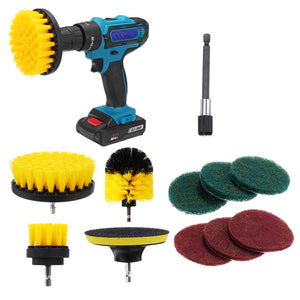 11Pcs Electric Drill Cleaning Brush with Sponge and Extend Attachment Tile Grout Power Scrubber Tub Cleaning Brush