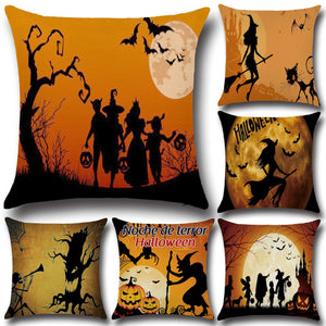 Halloween Dark Witch Pattern Pillowcase Cotton Linen Throw Pillow Cushion Cover Seat Home Decoration