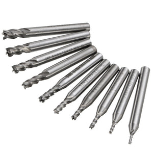 10pcs 1.5mm to 6mm HSS 4 Flute End Mill Cutter 6mm Shank Milling Cutter Set