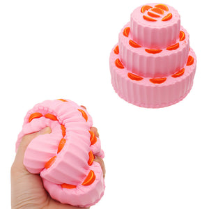 Three Layer Orange Cake Squishy 11cm Slow Rising Anti Stress Collection Gift Soft Toy