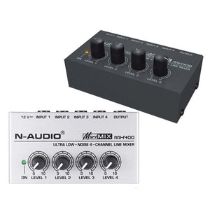 N-AUDIO MX400 Line Audio Mixer 4 Channels Input 1 Channel Output Line MONO Mixer With Power Adapter-EU Plug