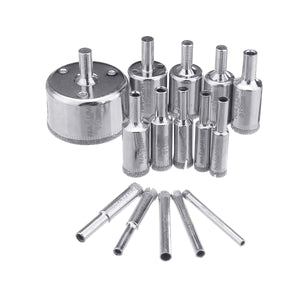 15Pcs 5-50mm Diamond Hole Saw Drill Bit Set Tile Ceramic Glass Marble Drill Bits