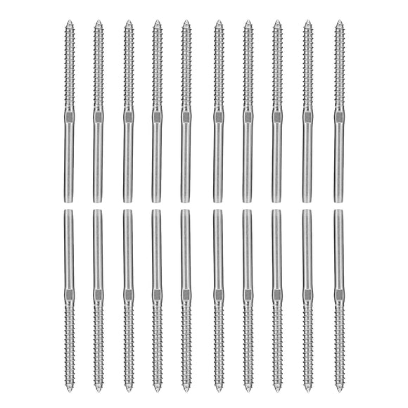 20Pcs Left Hand therad Steel Wire Rope Balustrade Kit Lag Screw Terminal Swage 3.2mm for 1/8 Cable