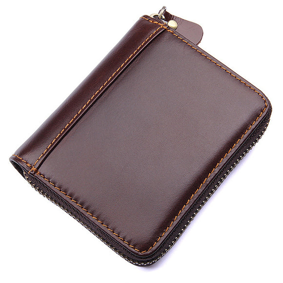 Women Men Genuine Leather Card Organ Shape Card Bag Purse Wallet Key Bag