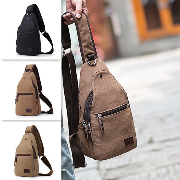 Vintage Canvas Casual Outdoor Travel Multi-function Chest Bag Crossbody Bag