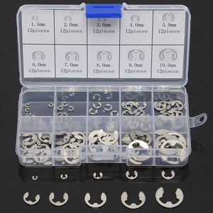 120 Pcs Stainless Steel E-Clip Assortment Kit