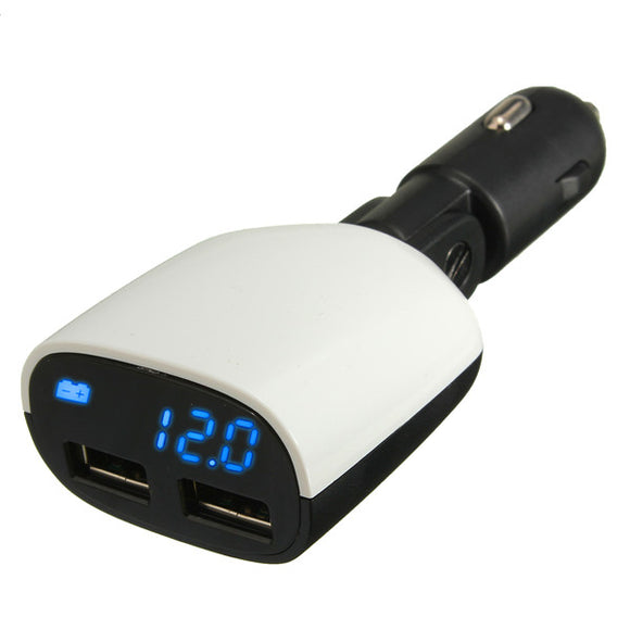 Universal Dual USB Car Charger Adapter LED Screen Mini Bullet 5V 3.4A 12V