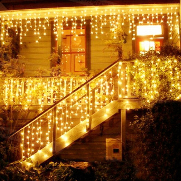 Christmas 4M 96 LED Indoor Outdoor String Lights 110-220V Curtain Icicle Drop LED Party Garden