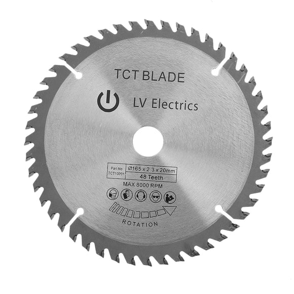 165*2.3*20*48T TCT Circular Saw Blade 165mm For Wood Plastic Acrylic Woodworking Cutting Disc