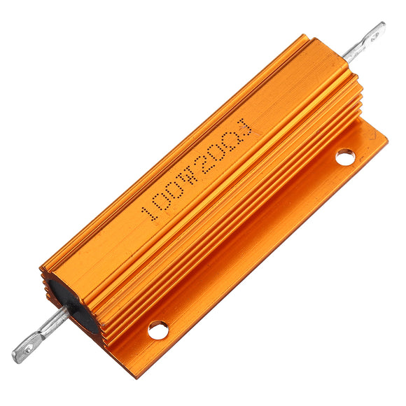 RX24 100W 20R 20RJ Metal Aluminum Case High Power Resistor Golden Metal Shell Case Heatsink Resistance Resistor