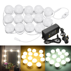 AC100-240V 14PC Hollywood Style LED Vanity Mirror Light Kit  for Makeup Dressing Table + UK Plug