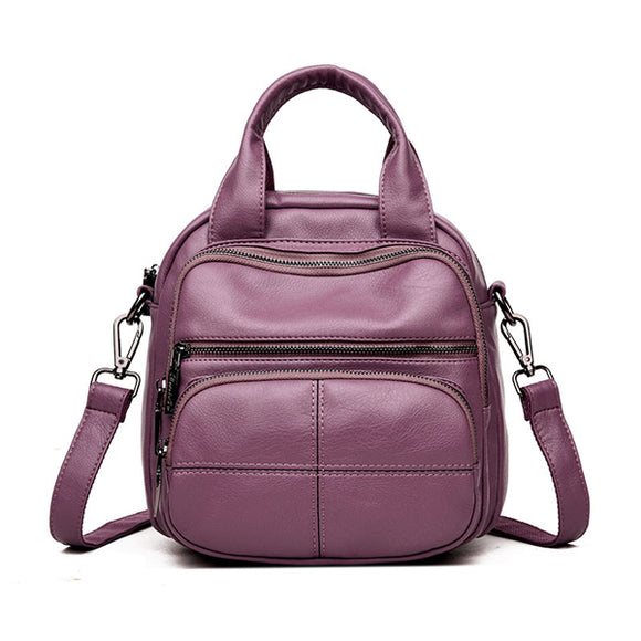 Women Multifunctional Pu Leather Crossbody Bag Backpack