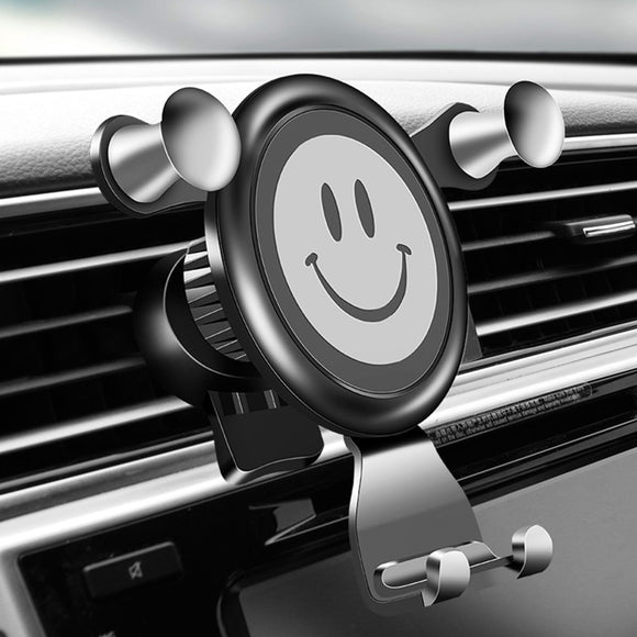 Smile Face Car Gravity Air Vent Phone Holder ABS 360 Rotatable Bracket Stand for iPhone XS