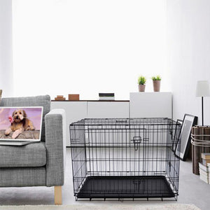 2019 Hot Selling Wholesale Cheap Metal Iron Welding Wire Mesh Metal Pet Dog Door Kennels Cage For Sale 36'' Dog Crate