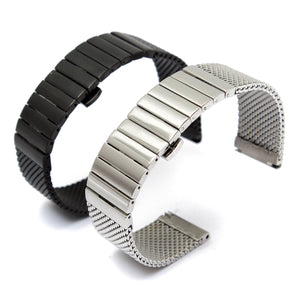 20mm Double Butterfly Buckle Fold Stainless Steel Watch Band