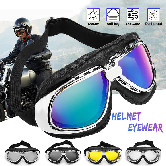 Anti UV Motorcycle Goggles Glasses Vintage Motorbike UV Protection Helmet Eyewear