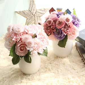 Rose Artificial Flowers Bridal Bouquet Fake Flower for Home Wedding Decoration