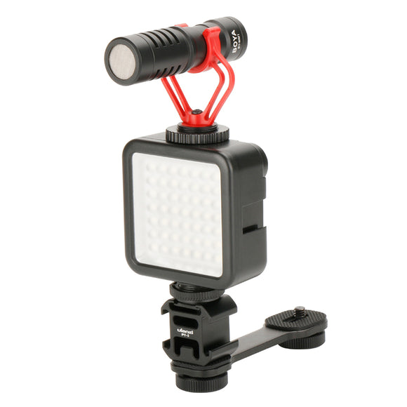 Ulanzi PT-3 Metal Extention Bar Flash Light Bracket with 3 Cold Shoe Mounts