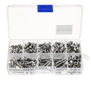 Suleve M4SP2 M4 Stainless Steel Phillips Flat Head Screws Bolts Nuts Assortment Kit 250Pcs