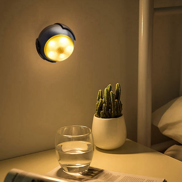 Battery Powered PIR Motion Sensor LED Night Light 360 Degree Rotation Wall Lamp for Bedroom Cabinet
