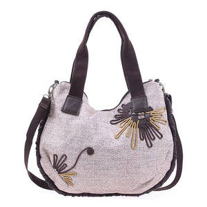 Women Cotton Linen Hand Woven Retro Handbag Shoulder Bag Crossboby Bag