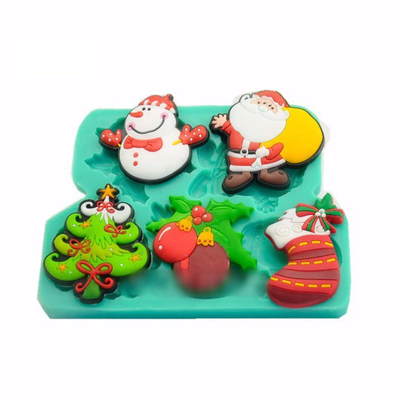 Christmas Santa Snowman Molds Silicone Chocolate Mold Candy Cookie Fondant Cake Decorating Tools