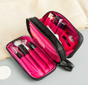 Honana HN-CB08 Small Cosmetic Bags Travel Toiletry Storage Bag Brush Organizer 2 Layers Makeup Case