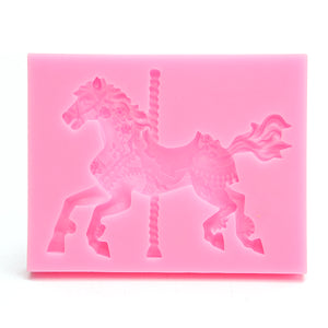 Christmas Carousel Horse Silicone Fondant Cake Mold Emboss Sugarcraft Mould Xmas Baking Tools