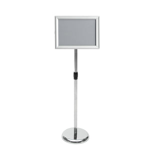 Adjustable A4 Metal Display Pedestal Sign Floor Holder Stand Poster Silver HQ