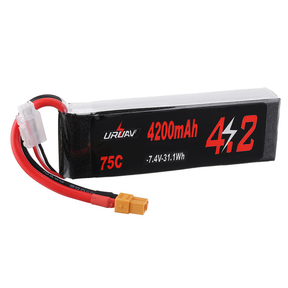 URUAV 7.4V 4200mAh 75C 2S Lipo Battery XT60 Plug for RC Racing Drone RC Car