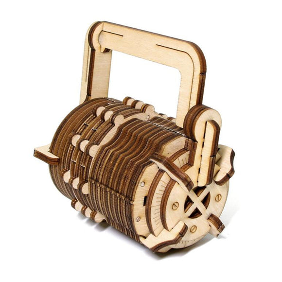 3D Mechanical Model Combination Lock Brain Teaser Wooden Puzzle DIY Toys Ideal Birthday Gift