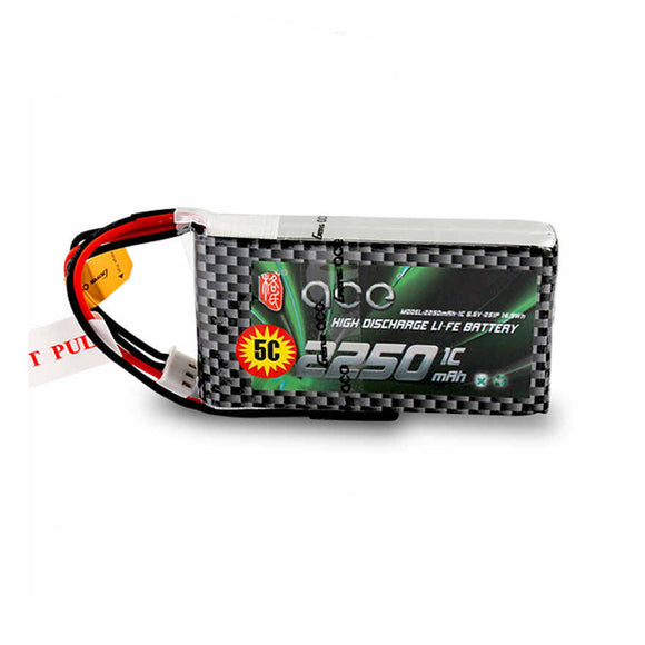 ACE 6.6V 2250mAh 5C Li-FE Battery 2S1P for Futaba 18SZ 14SG T10J T8J T6J 4PKS 4PL Radio Transmitter