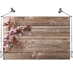 5x3FT Pink Flower Wood Wall Photography Backdrop Studio Prop Background