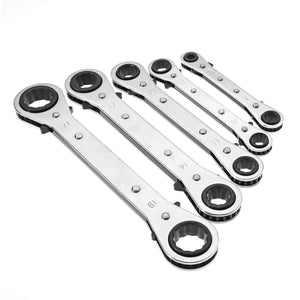 5Pcs Metric Offset Ring Wrench Spanner Ratchet Metric Hand DIY Tool Set