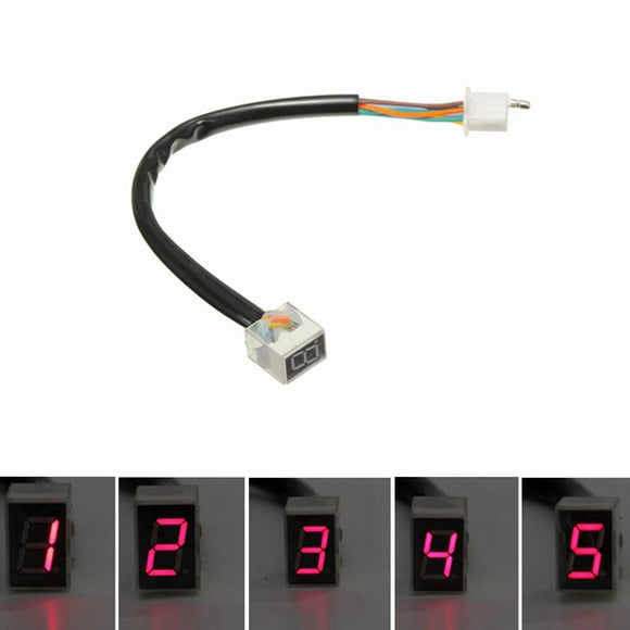 Red LED Universal Digital 6 Gears Indicator Motorcycle Display Shift Lever Sensor