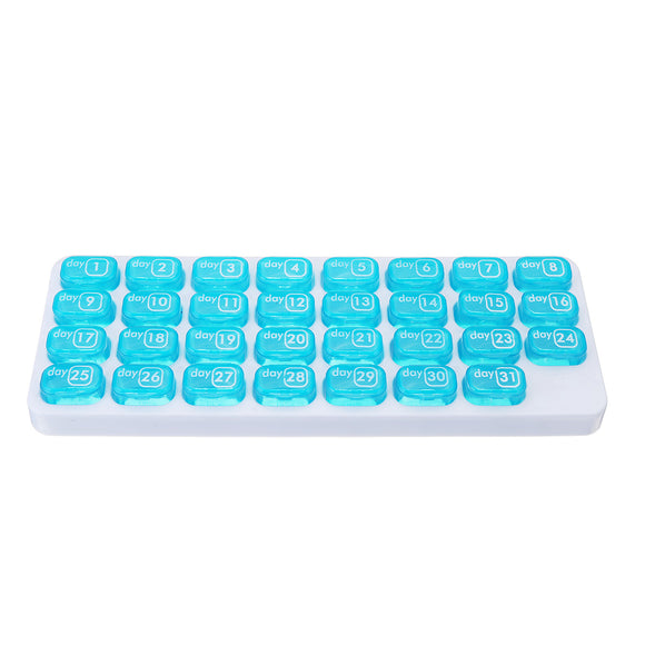 One Month Pill Organiser Box Lid Medicine Tablet Storage Dispenser Case 31 Days Travel