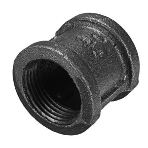 1/2 3/4" 1" Straight Malleable Iron Connector Female Coupling Banded Ends Black Pipe Fitting"