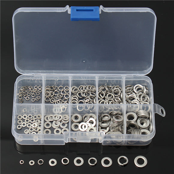 304 Stainless Steel Spring Washer M2-M6 W/Case Assortment For Sump Plugs 300Pcs